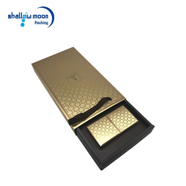 金色抽屉型拎绳月饼盒